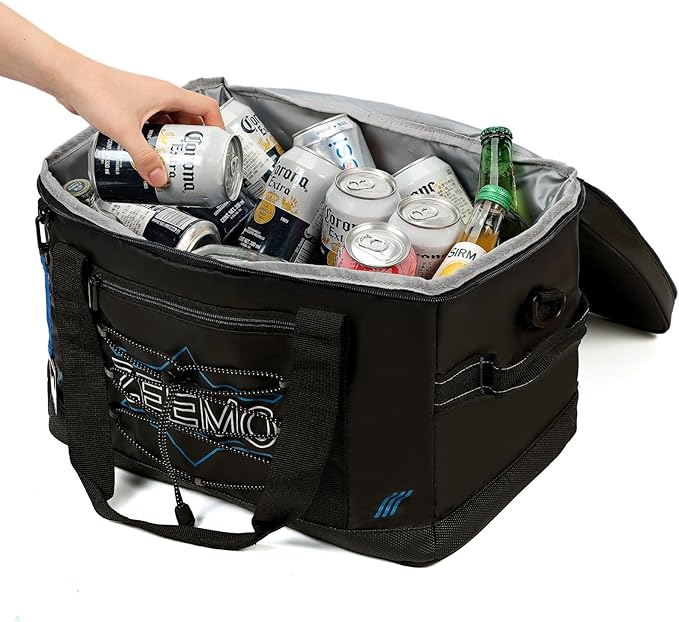 ZEEMO Large Collapsible Insulated Cooler Bag, 48 Cans Leakproof Soft-Sided Portable Cooler for Camping, Travel, Picnic, Beach, Backyard, Parties, Black