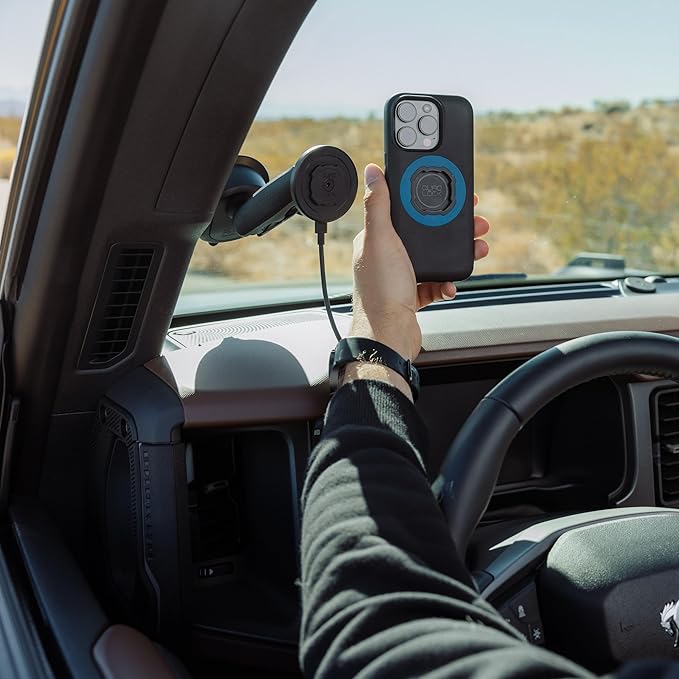Quad Lock Heavy Duty Suction Car Phone Mount with MAG Phone Case and MAG Wireless Charging Head for iPhone 11 Pro
