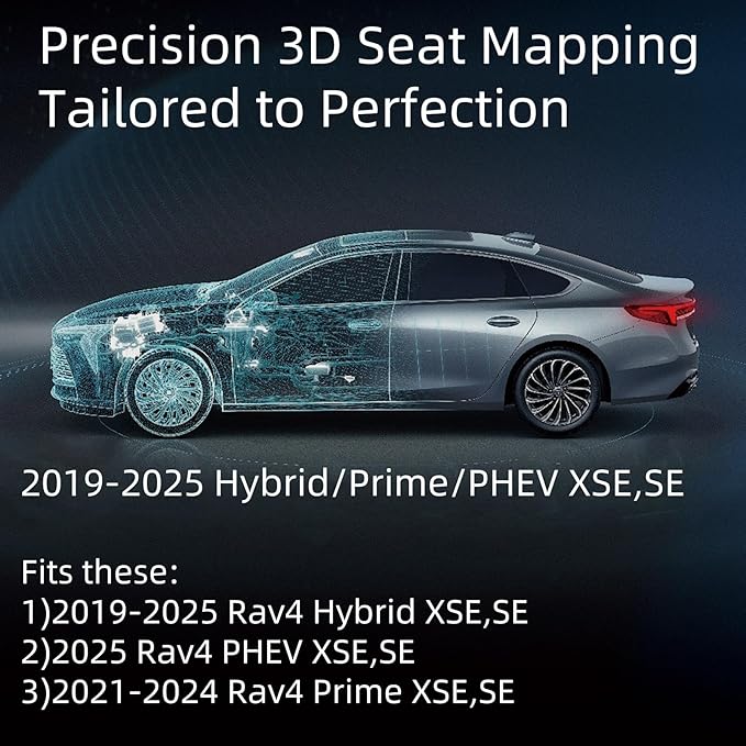 EKR Rav4 Seat Covers Custom Fit for Toyota Rav4 2021-2024 Prime SE,XSE & 2019-2025 Hybrid/PHEV SE,XSE, Leather Car Seat Cover Full Set for SUV,Faux Leather(Black)