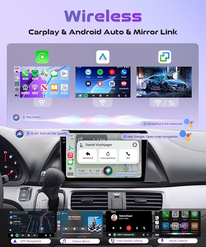 4G+64G Android 15 Car Stereo Radio for Honda Odyssey 2005-2010, Rimoody Wireless Carplay Andorid auto Mirror Link 10'' INCELL Touchscreen GPS WiFi Bluetooth 5.0 FM/RDS EQ-32 SWC Backup Camera