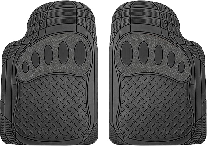 FH Group Automotive Floor Mats Universal Fit Trimmable Climaproof for All Weather Heavy Duty Rubber fits Most Cars, SUVs, and Trucks, with Footprint Design, Full Set Solid Black