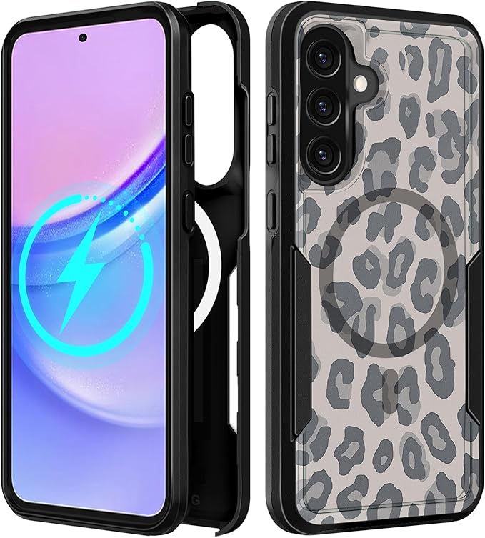 for Samsung Galaxy A36 5G Phone Case - Compatible with MagSafe Women Girls Cute Magnetic Protective Cover Cool Fun Unique Leopard Heavy Duty Shockproof Design for Samsung A36 5G Cases 6.7"