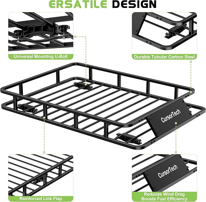 Roof Rack Basket 51"x36" Universal Heavy Duty Rooftop Cargo Carrier 300 lbs Capacity Steel Vehicle Cargo Rack Basket Luggage Holder for SUV Truck Car Travel & Camping Storage