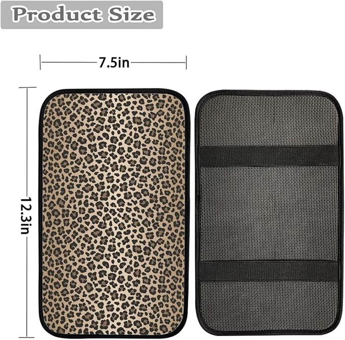 JoyLamoria Leopard Print Car Armrest Cushion Cover Center Console Box Pad Car Accessories