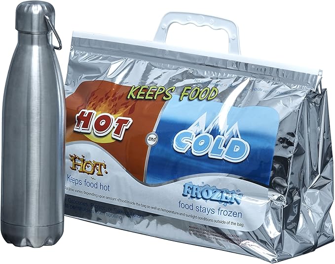 Superio Hot and Cold Insulated Bags for Food Delivery, Grocery Shopping Bags, Food Storage for Hot and Frozen Food for Travel, Disposable Cooler Bag, Reinforced Thermal Lunch Bag (12, 13"x5.5"x8.5")