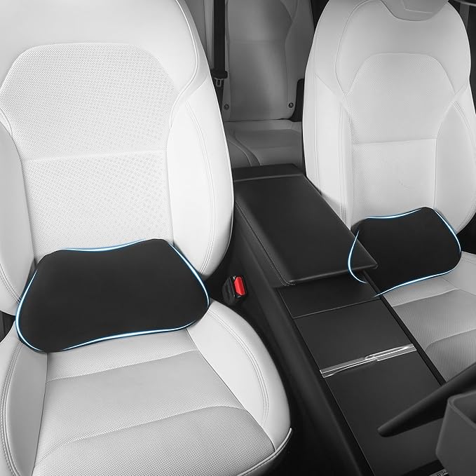 Lumbar Support Pillow for Car, Ergonomic Memory Foam Back Cushion for Driving, Seat Office Chair, Gaming Chair, Lower Back Support for Back Pain Relief, Black, 2 Pack