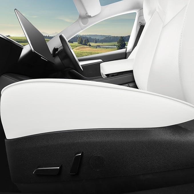 for Tesla Model Y 7 Seaters Seat Cover The First and Second Row Car Seat Cover Custom 2020-2024 (White-2 Rows)