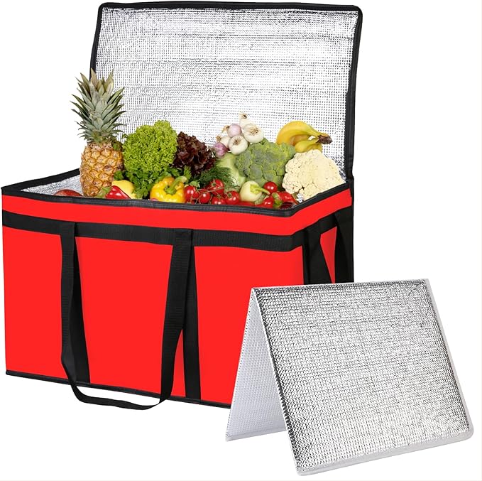 Bodaon Insulated Food Delivery Bag With Hard Bottom, XXXL Pizza Cooler Bags, Rideshare Delivery Bag, Grocery Shopping bag, Thermal Cold/Hot Styrofoam Carrier for Travel/Catering/Car