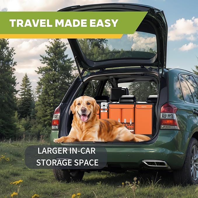 SugarFox Backseat Hanging Trunk Organizer for SUVs, Cars, Trucks & MPVs | Multi-Pocket Storage with Anti-Slip Straps | Space-Saving Auto Accessory for Men & Women | Orange, 37.8" x 18.1" - K230