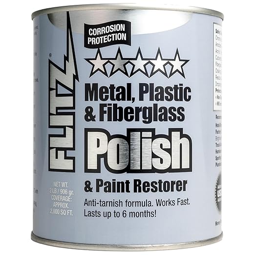 Flitz Metal Polish Paste - 2lb Can of USA-Made Polish for Solid Chrome, Stainless Steel, Aluminum- Non-Abrasive for Light Oxidation - Requires Manual Buffing - Not for Plated/Coated Surfaces (1 Pack)