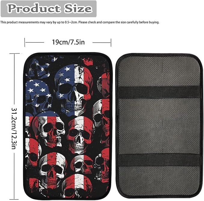 American Flag Armrest Cover Skull Skull Center Console Cover for Auto Car Center Console Protector Cushion Pad Universal for Car Sedan Car Interior Accessories