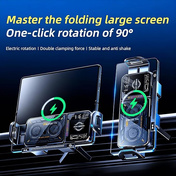 Wireless Car Charger, 2026 Upgrade 15W Fast Charging with LED Light Auto Clamping Phone Holders for Your car for iPhone 16/15/14/13 Mini Pro Max, Samsung Galaxy S25 Ultra, S24/S23 etc (Black)