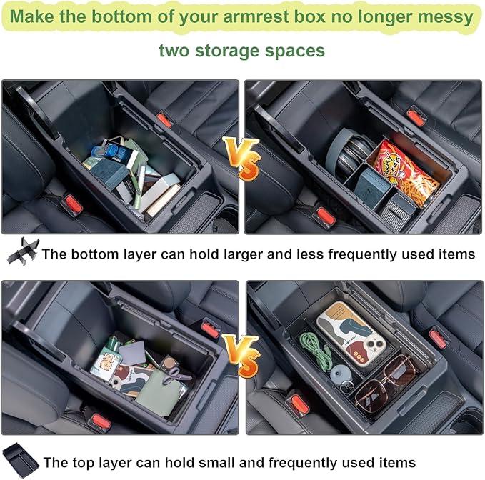 PIMCAR 3-Piece Organizers for Honda CRV 2023-2025 2026 Center Console Organizer Set | Custom Fit Armrest Tray, Hidden Storage Box & Armrest Dividers | Durable ABS Material Car Accessories
