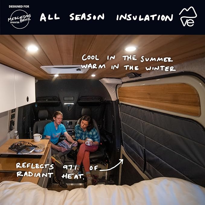 VanEssential Insulated Magnetic Blackout Window Cover Designed for Mercedes-Benz NCV3 & VS30 Sliding Door with Bare Metal Frame ONLY (Van Years 2007 to Current Year) - Charcoal Gray
