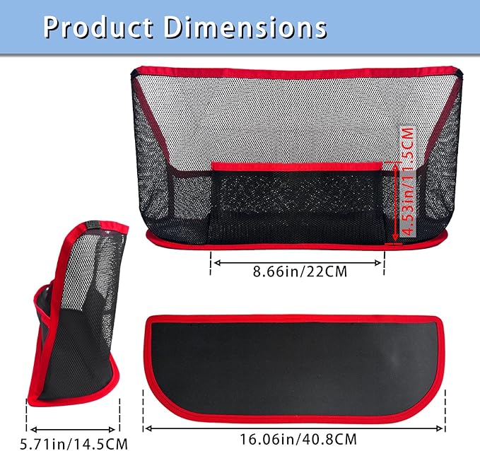 Car Storage Bag, Auto Net Pocket Handbag Holder, Driver Storage Netting Pouch for Document Phone Tissue Purse Storage, Organizer Mesh Bag Between Two Seats, Backseat Pets Barrier, Red