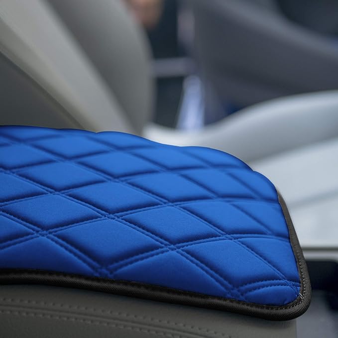 FH Group Neosupreme Blue Diamond Pattern Center Console Pad – Water-Resistant Armrest Cover Protector for Cars, SUVs & Trucks