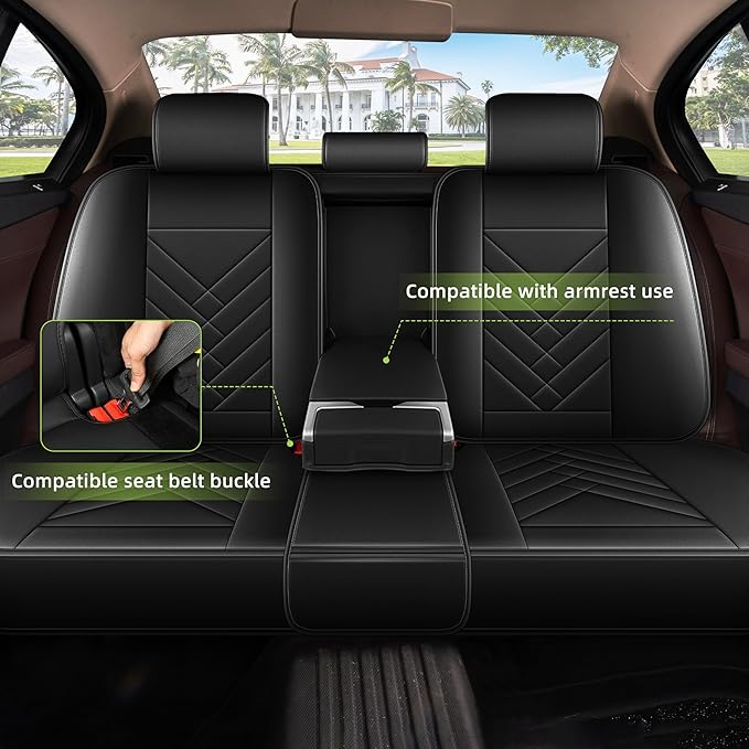 AOMSAZTO Car Seat Cover for Chevrolet Chevy Trax 2024 2025 2026 Full Set, Leather Car Seat Protector Waterproof, Non Slip Car Seat Cushion, Interior Seat Covers Automotive Accessories - Black