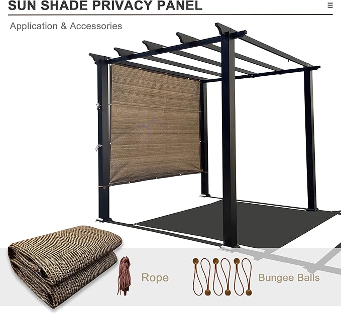 Sun Shade Privacy Panel with Grommets on 4 Sides for Patio, Awning, Window Cover, Pergola or Gazebo (Mocha Brown, 10' x 10')