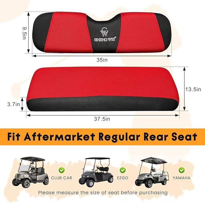 Golf Cart Seat Covers 2 Piece Front and Rear Seat Covers Sets for Club Car Precedent and Yamaha G29 Standard Seat Cushion,,Replacement Cooling Breathable Washable No Stapler Required(Red&Black)