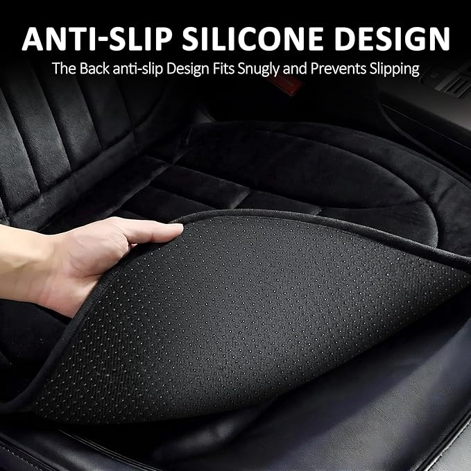 Car Seat Cushion in Winter for Driver or Passenger, Full Back and Seat Support, Soft Fuzzy Car Seat Covers with Non-Slip Bottom, Universal Fit for Most Vehicle SUV Truck Sedan Vans