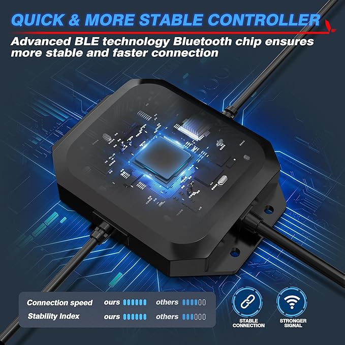 MICTUNING Y1 RGB+IC Dream Color Rock Lights - Upgraded 10 Pods Underglow Light with Chasing Effect, Wheel Well Light with Wiring Switch Kit, Bluetooth APP Control, Extensible Up to 24 Pods