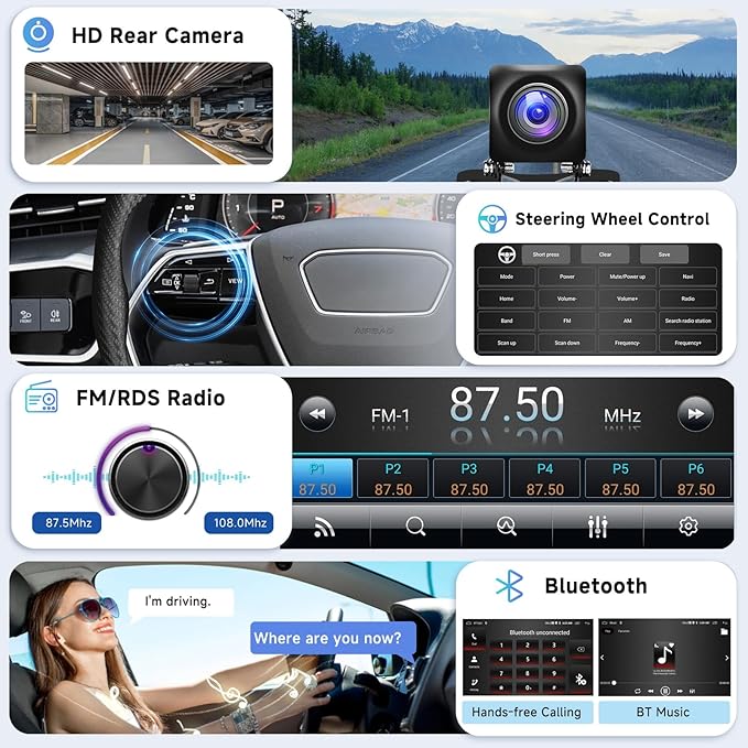 8Core 4+64G Car Stereo for Chevrolet Chevy Silverado Impala Tahoe GMC Sierra Yukon Hummer H2 Android Car Radio WiFi Wireless Carplay Android Auto,7” IPS,GPS,SWC,Bluetooth,Backup Camera
