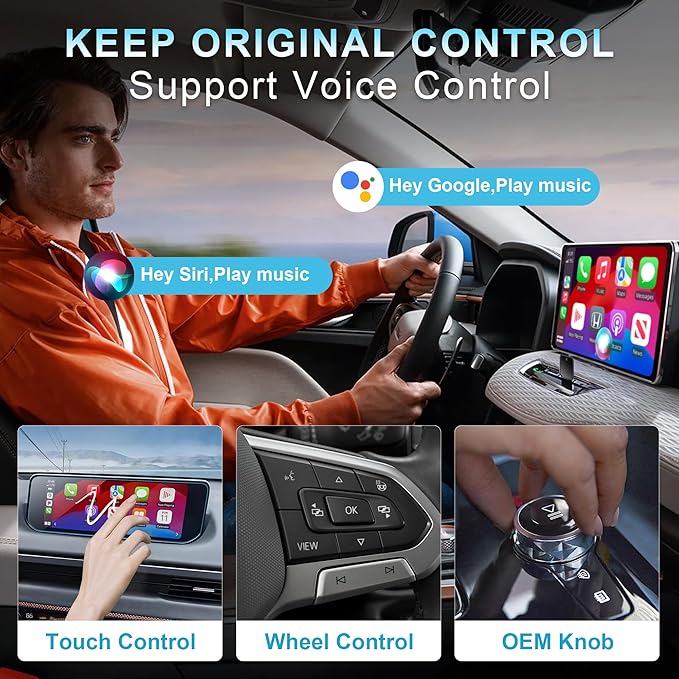 2 in 1 Wireless CarPlay Adapter for iPhone iOS 10+, Android Auto Adapter for Android 11+ Converts Wired to Wireless CarPlay Compatible with 800+ Car Models (2016+)