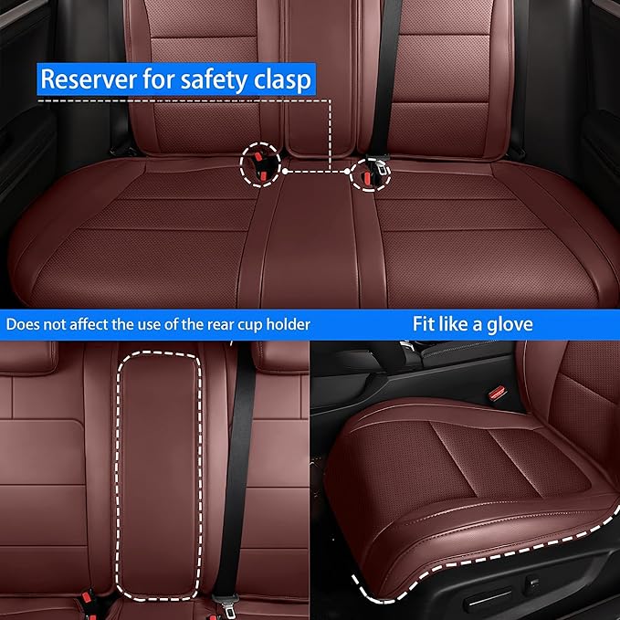 AOMSAZTO Custom Fit Seat Covers for Honda Civic Hatchback 2022 2023 2024 Sport/LX &Hatchback Hybrid Sport 2025 Full Set Faux Leather Seats Cover Burgundy