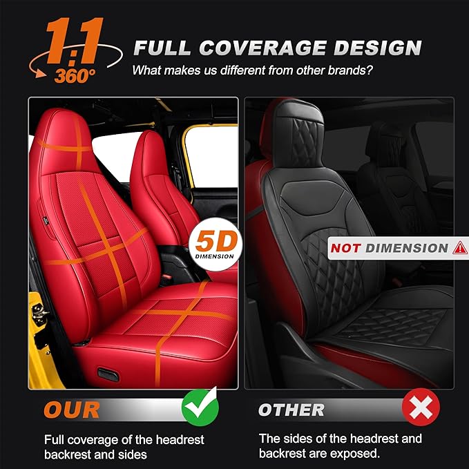 AOMSAZTO Custom Fit Seat Covers for Jeep Wrangler 1997 1998 1999 2000 2001 2002 Waterproof Car Seat Covers Full Set Black