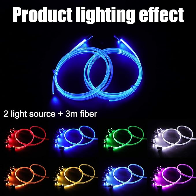 Car Ambient Lighting Kit 64 Colors Multicoloured Music Optic Fiber APP Control Car DIY Decorative Atmosphere Lighting DC 12V 1W 3m