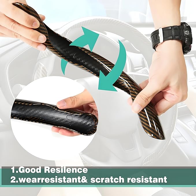 3 Pcs Carbon Fiber Car Steering Wheel Cover, Anti-Skid & Scratch-Proof,Segmented, Butterfly Thin Steering Wheel Cover Men/Women Universal Fit 14.5"-16" Wheel Covers for Cars/Truck/SUV