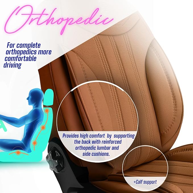 Premium Car Seat Covers Front Seat - Nappa Leather Car Seat Cover for SUV, Cars, Most Pickups, Terracotta, Car Seat Protector, Car Seat Covers Front Seats, Car Seat Protector