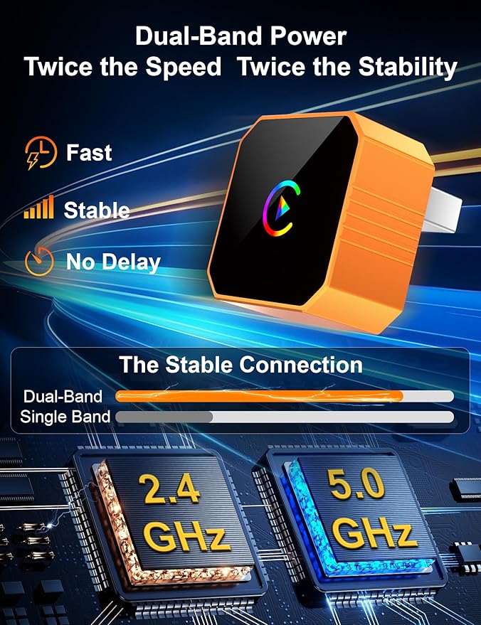 2026 Upgraded Mini Wireless CarPlay Adapter for Apple CarPlay & Android Auto, Plug & Play, Fast and Auto Connect, No Latency 2 in 1 Car Play Wireless Adapter for iPhone iOS 10+ & Android 11+