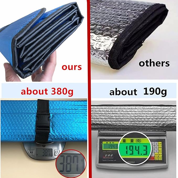 Car Sun Shade, Sun Protector,Foldable Front Window Shade-Thicken 5-Layer Bubble for Auto Windshield UV Protection and Heat Reflector 58"x 27.5" (Blue)