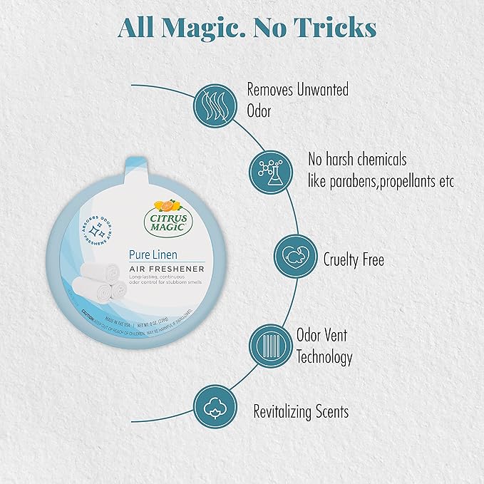 Citrus Magic Solid Air Freshener Pure Linen, Pack of 2, 8-Ounces Each