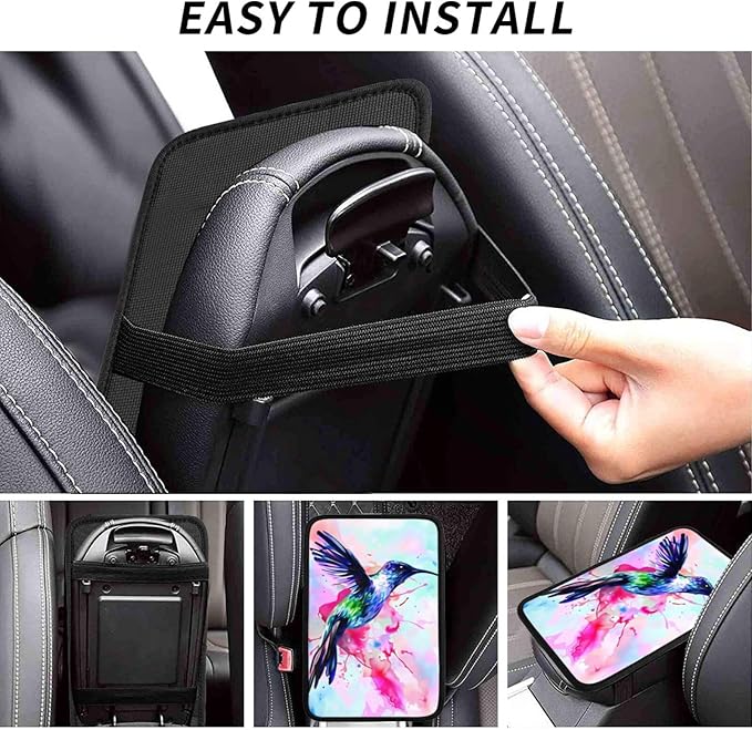 Hummingbird Car Handrail Box Cushion Armrest Cover Auto Center Console Pad Car Decor 12.6X7.5 in