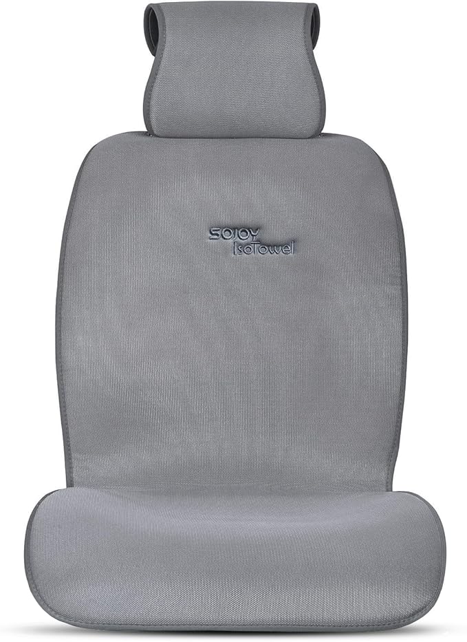 Sojoy IsoTowel Car Seat Cover,Microfiber Seat Towel,with Quick-Dry Material and Non-Slip Back,Car Seat Protection for All Workouts,All-Weather(Gray)