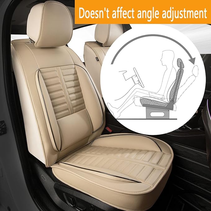 Car Seat Covers Fit for Kia Sorento 2007-2023 2024 2025 Front Set Leather Seat Covers Set with Lumbar Support Premium Automotive Cushion Protector(2 Seat, Beige)