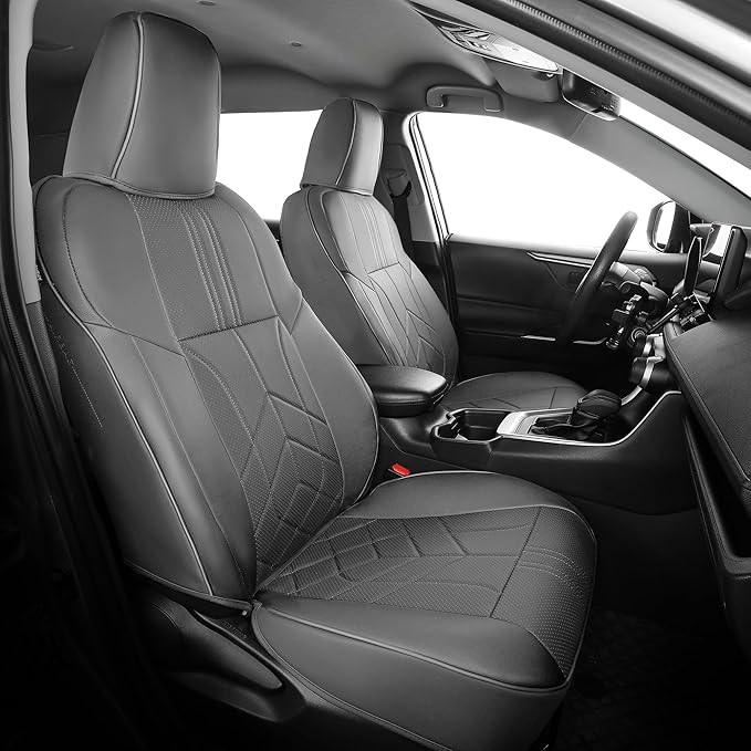 for Toyota RAV4 Seat Covers 2013 2014 2015 2016 2017 2018 RAV 4 XLE SE Limited Platinum Adventure (not for LE&Hybrid) - Custom Leather Car Seat Covers Full Set - BlackGrey