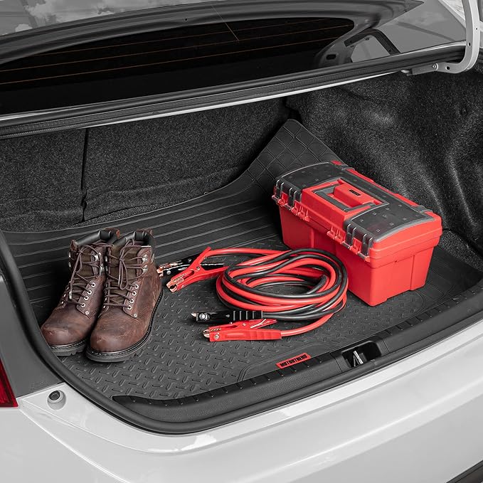 Motor Trend FlexTough™ Contour Heavy Duty Rubber Car Floor Mats with Cargo Liner - All Weather Full Set Front & Rear Floor Mats fits Most Cars Truck SUV, Automotive Floor Mat