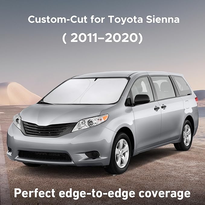 EcoNour Windshield Sunshade Compatible for Toyota Sienna 2011-2018 2019 2020, L, LE, SE, XLE, Limited Premium,Sun Visor for Front Window Sun Shade Cover, UV Heat Blocker & Protector, Car Accessories