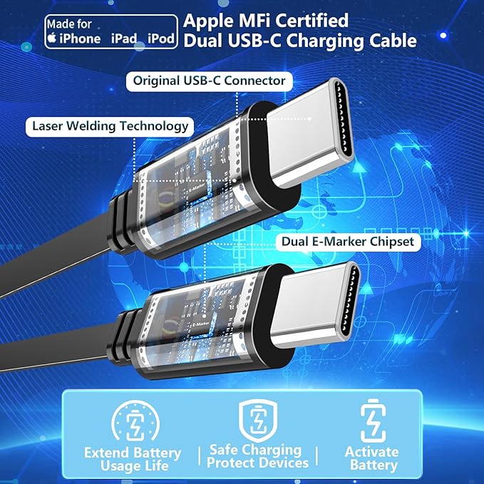 [Apple MFi Certified] Retractable Car Charger USB C, Braveridge 120W USB C Car Charger 4 in 1 PD/QC Type C Fast Charge Cigarette Lighter Adapter for iPhone 17/17 Pro Max/16 Pro/15/Galaxy S26/S25/Pixel