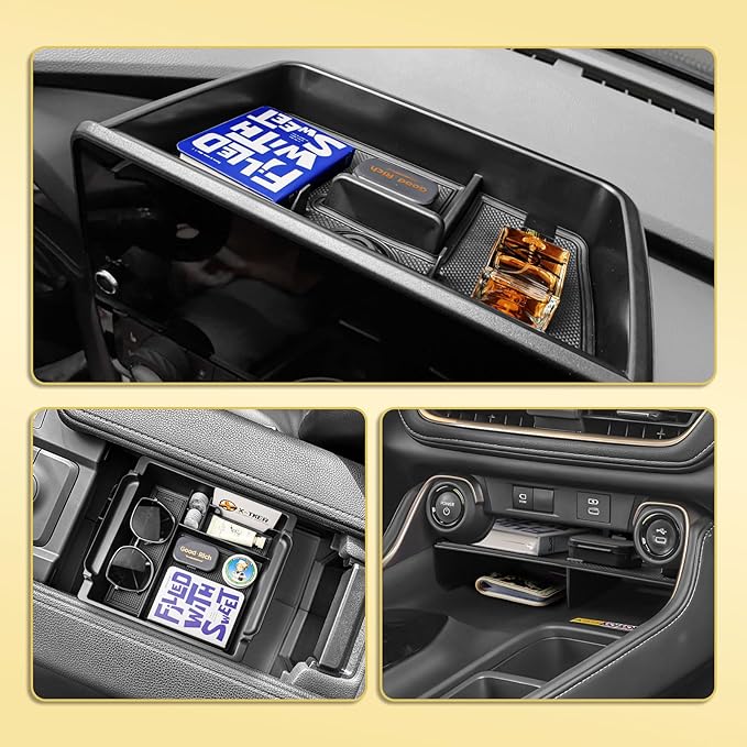 3PCS Center Console Organizer Set Compatible with 2024 2025 2026 Toyota Grand Highlander Accessories — Dashboard Organizer + Front Console Insert Divider + Armrest Storage Box, ABS Storage Tray
