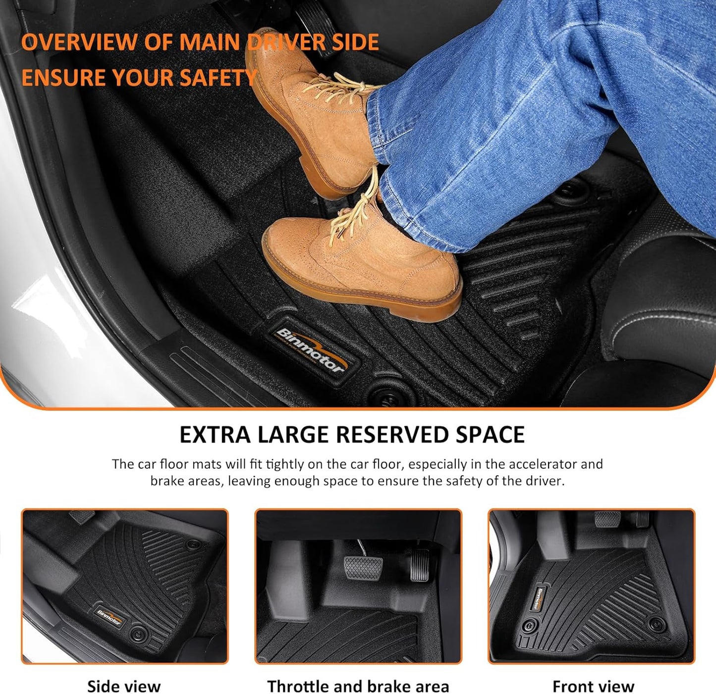 Binmotor-Floor Mats & Cargo Liner Custom for Genesis GV80 5-Seater 2021-2025, 1st & 2nd Row & Cargo Mat Full Set, Heavy Duty Car Floor Liners for Genesis GV80 Accessories