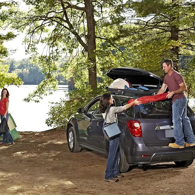 Garvee Heavy Duty Hard Shell Roof Top Cargo Carrier - 70(L) x31(W) x15(H) Waterproof Lockable Storage Box Capacity 165 Lbs 17.7 Cu Ft - Tool-Free Install- Fits SUV, Truck, Van