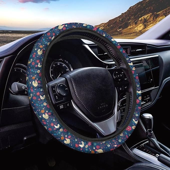 AFPANQZ Cute Polka Chicken Car Steering Wheel Cover Sweat Absorption Safe Driving Anti-Slip Durable Steering Wheel Protection No Smell Fashion Machine Washable Universal Purple