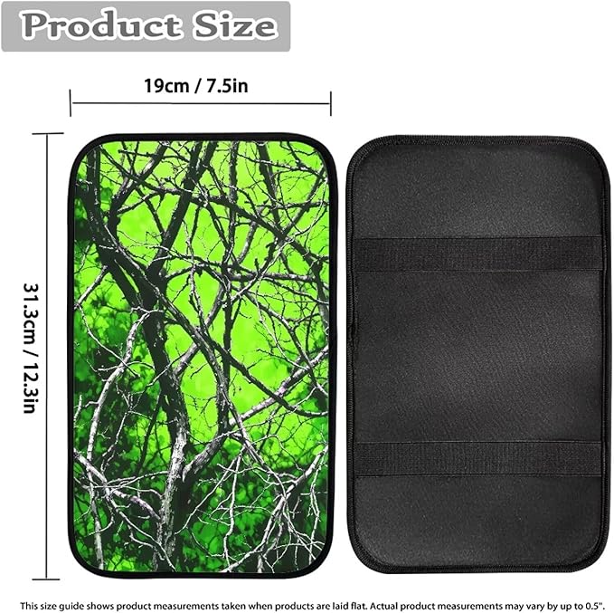 Green Leaves Universal Center Console Armrest Soft Pad Protector Cover Non Slip Fits for Most Vehicle,SUV,Truck Car Decoration