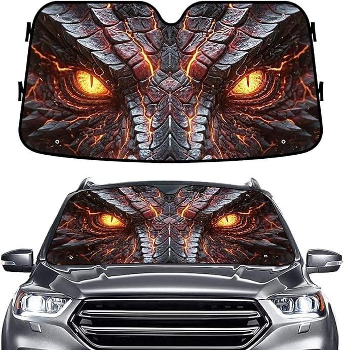 GENANY Dragon Windshield Sun Shade for Car SUV Truck (55x30 Inches), Front Window Visor for Windows, Protector Blocks UV