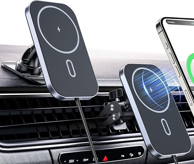 for MagSafe Car Mount Charger, 360° Rotation Magnetic Wireless Charger for Car Vent/Dashboard, Supports Fast Charging, Compatible with iPhone 17/16/15/14/13/12 Series, 𝗡𝗢 𝗔𝗱𝗮𝗽𝘁𝗲𝗿