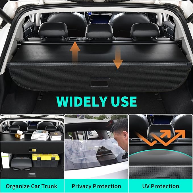 Tecoom Cargo Cover fit for Subaru Crosstrek Impreza Accessories 2024, Retractable Rear Trunk Cover Luggage Security Shade, Anti-Peeping Privacy Screen Protector, Carbon Fiber Texture